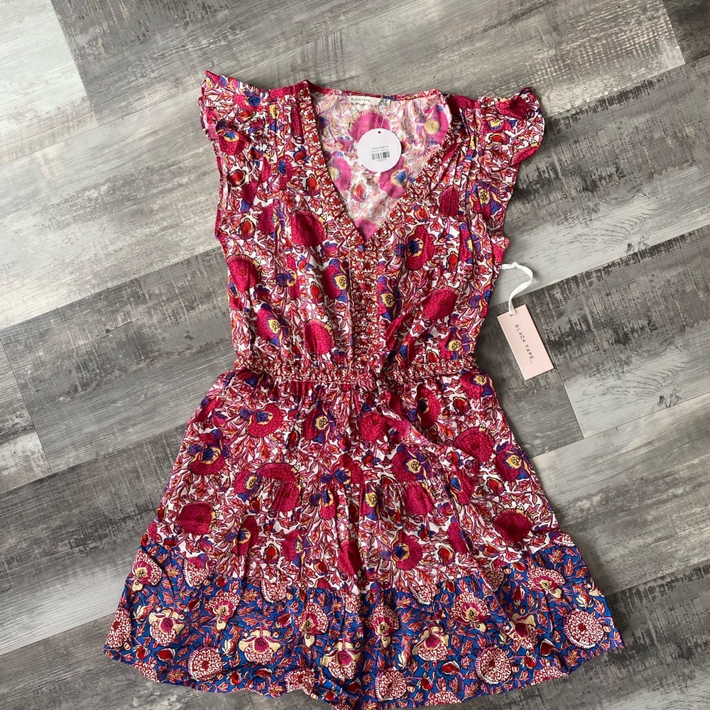 Black Tape Pink and Red Floral Dress